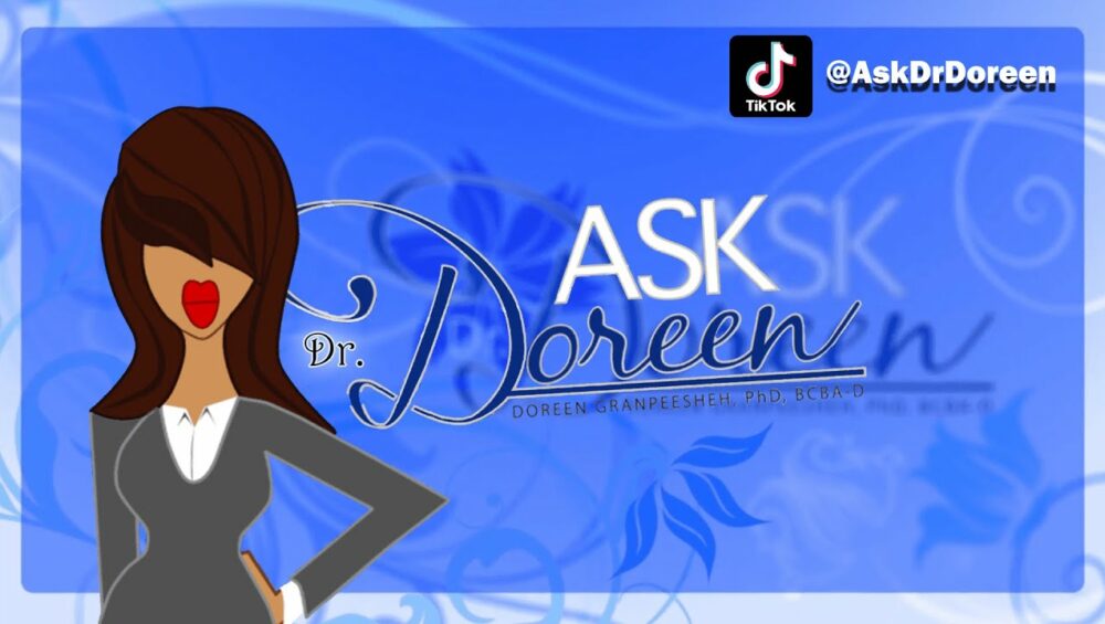 Ask Dr. Doreen Graphic with a cartoon picture of Dr. Doreen herself and her twitter name @askdrdoreen